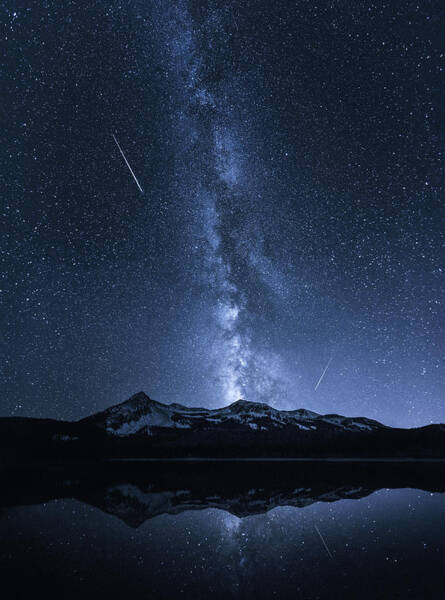 Starry Night Over Mountain Range Poster