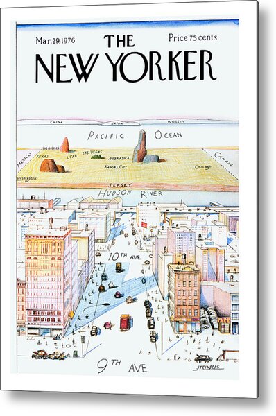 NYC View with Exaggerated Perspective Metal Print