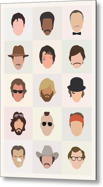 Minimalist Iconic Faces Grid Metal Print