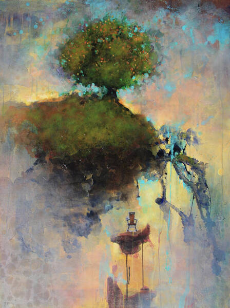 Floating Tree Above a Cliff Poster