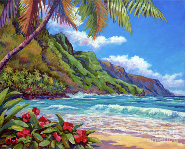 Tropical Paradise with Ocean Waves Poster